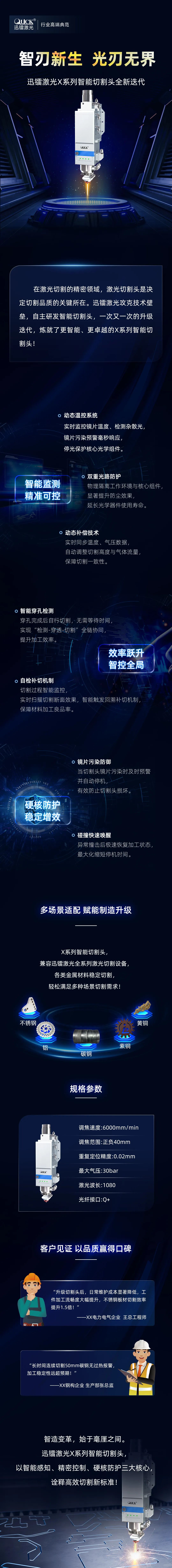 迅鐳激光X系列智能切割頭 | 三重技術矩陣，開啟高效切割新紀元！(圖2)